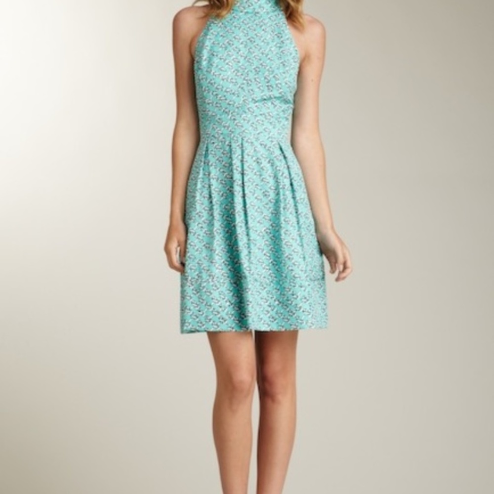 Jessica Simpson Aqua Turquoise White Nautical Knots Halter SL Dress M NWT